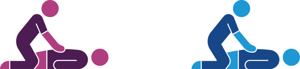 CPR training icon set isolated on white background, vector illustration.