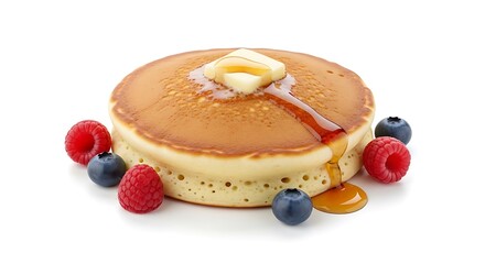 Fluffy Pancake with Butter and Berries