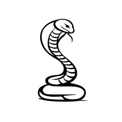Fototapeta premium King Cobra. King Cobra simple black and white line art vector logo