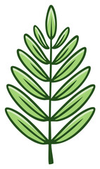 Obraz premium Stylized Light Green Leaf with Dark Outline for Botanical Illustrations and Graphic Design