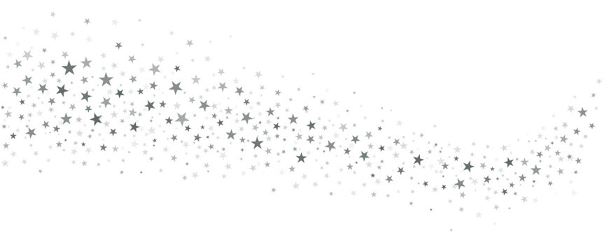 Gold stars vector curve background, sparkling Christmas confetti border, wave sparkles isolated on white. Shining flying stars glitter