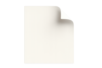 Blank white square sheet of paper with curved top-right corner fold