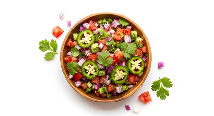 Fresh Pico de Gallo Salsa in Wooden Bowl