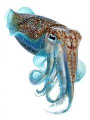 Cuttlefish Portrait: A stunning close-up of a cuttlefish showcases its intricate patterns and graceful form, illuminated by bright daylight.