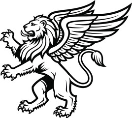Obraz premium Griffin heraldry crest animal mythical creature lion wings fantasy emblem symbol