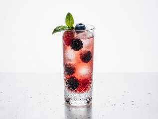 Refreshing berry infused drink with mint garnish