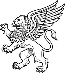 Obraz premium Griffin heraldry crest animal mythical creature fantasy lion eagle wings beast art