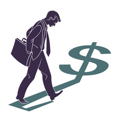 Financial Ascent Businessman Climbing the Dollar Sign Shadow towards Economic Success