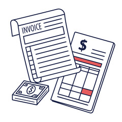 Invoice and Financial Documents A Vector Illustration with Money and Calculator for Business and Finance Concepts