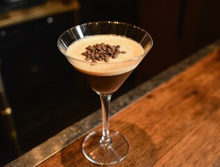 Decadent chocolate martini with shaved chocolate garnish
