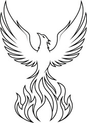 Obraz premium Phoenix bird rising fire rebirth mythology legend mythical creature flame wings art