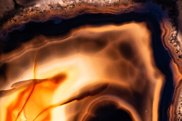 Close up of Banded Agate, variety of chalcedony