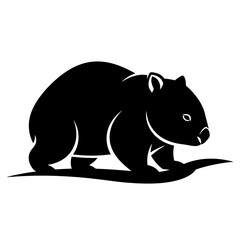 Obraz premium Black silhouette of a wombat animal on a white background.