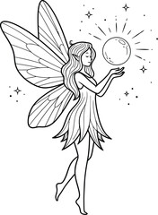 Fairy wings magic fantasy mythical creature light orb stars ethereal beauty