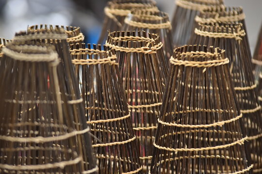 Traditional rattan fish trap bubu tanggok from Indonesia for fishing and decoration concept