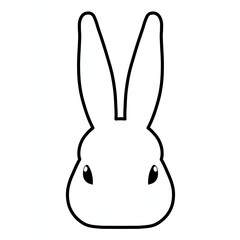 The image features a minimalist outline of a rabbit's face, showcasing its long ears and smooth, rounded shape. The design is simple yet charming