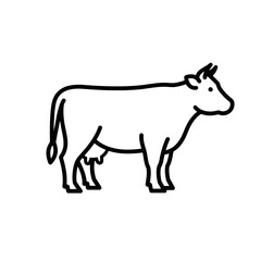 Obraz premium Simple outline drawing of a cow, a farm animal.
