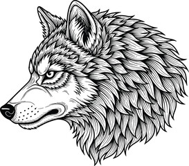 Wolf canine predator animal wildlife mammal nature head drawing artwork art