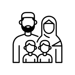 Muslim Family Line Art Illustration