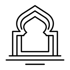 Islamic Arch Outline — Mosque Gate Minimal Line Icon PNG