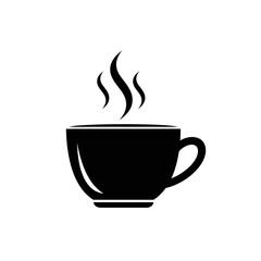 Black coffee cup with steam rising up.