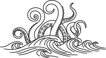 Octopus tentacles sea waves ocean kraken monster marine wildlife nautical adventure