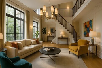 modern living room with fireplace