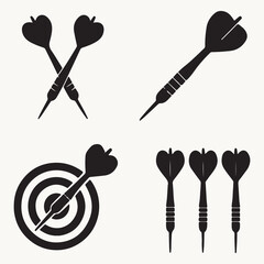 Set of darts vector art silhouette logo icon design black and white