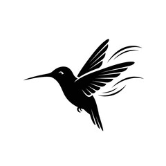 Fototapeta premium Hummingbird silhouette in flight, elegant black bird design.