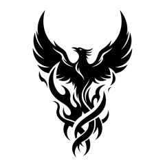 Fototapeta premium Majestic Phoenix Rising from Flames Symbolizing Rebirth and Strength.