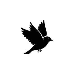 Obraz premium Silhouette of a bird in flight, black and white illustration.