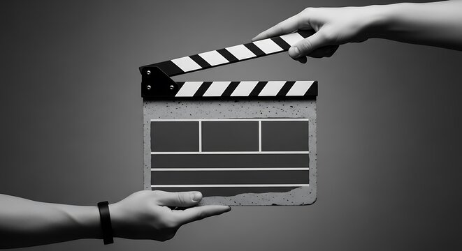 Clapperboard in Black and White - Film Production.