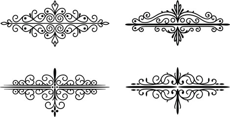Ornate flourish embellishments decorative swirls vintage ornaments text dividers classic design elements