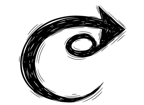 Abstract coiled line forming an arrow shape isolated on transparent background - Powered by Adobe