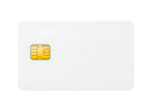 Blank white credit card with gold chip isolated on transparent background - Powered by Adobe