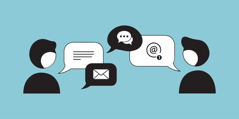 Two People Talking Conversation and Messaging Icons Vector