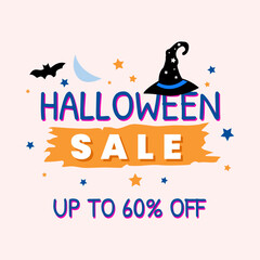 Halloween sale web banner template design vector