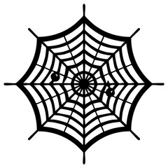 Obraz premium Black spiderweb illustration with two small spiders, Halloween decoration