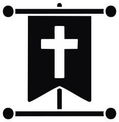 Obraz premium Religious Christian cross banner icon on a pole for celebration and faith
