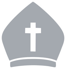 Obraz premium Stylized Catholic Bishop's Mitre Hat with Cross Symbol