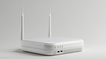 White WiFi router on a white background