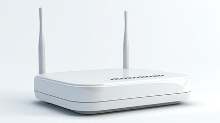 White WiFi router on a white background