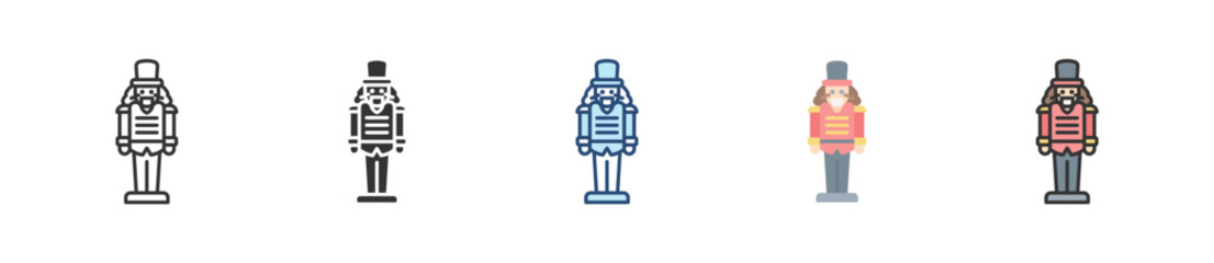 Nutcracker Icon Set Multiple Style Collection