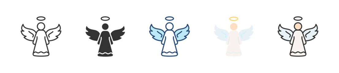 Angel Icon Set Multiple Style Collection