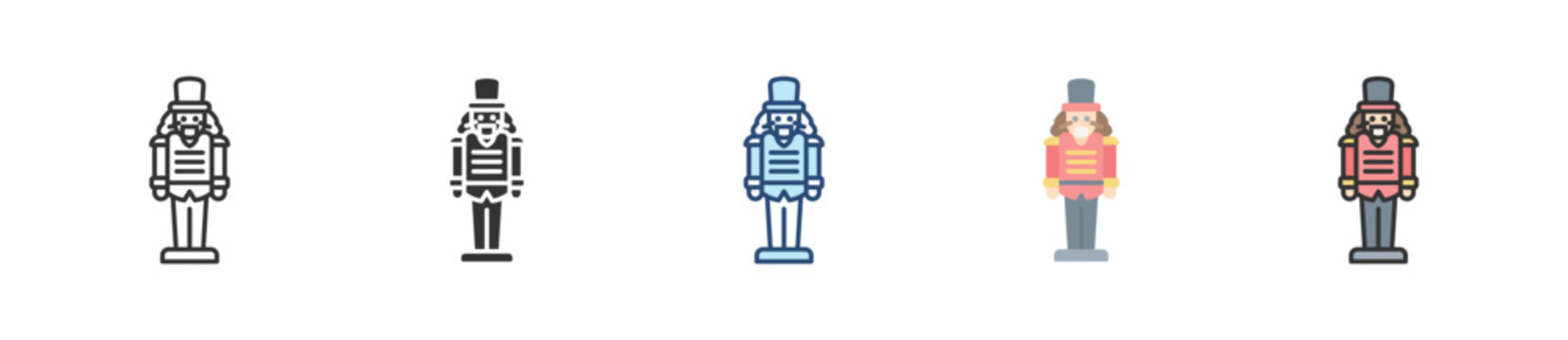 Nutcracker Icon Set Multiple Style Collection