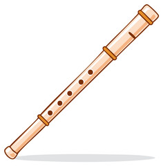 Simple Cartoon Recorder Woodwind Instrument With Finger Holes and Orange Bands