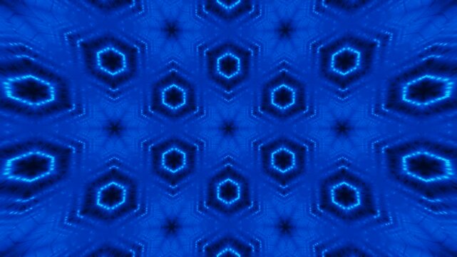 Kaleidoscope vision through a hexagonal prism, bending and duplicating strands of pure neon light into a symmetrical, abstract background for party invitations