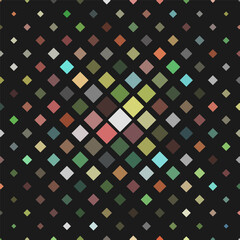 A colorful vector illustration built on a rhythm of squares. Multicolored diamonds, arranged in a strict pattern, create the impression of a radiant ornament.