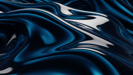Abstract dark blue liquid with silver highlights creates a mesmerizing and dynamic background for various creative projects