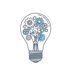 Light bulb with intricate gears, symbolizing innovation, creative thinking, and the mechanical process of generating brilliant ideas and ingenious solutions, a clean line art concept